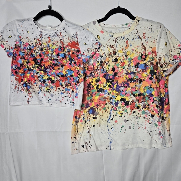 Other - Mommy And Me Matching Paint Splatter Colorful Artsy Tees Adult Large And Kids 8Y